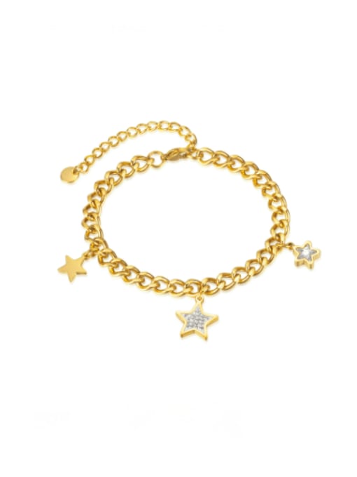 [1310] Gold plated bracelet Stainless steel Tassel Minimalist Link Bracelet